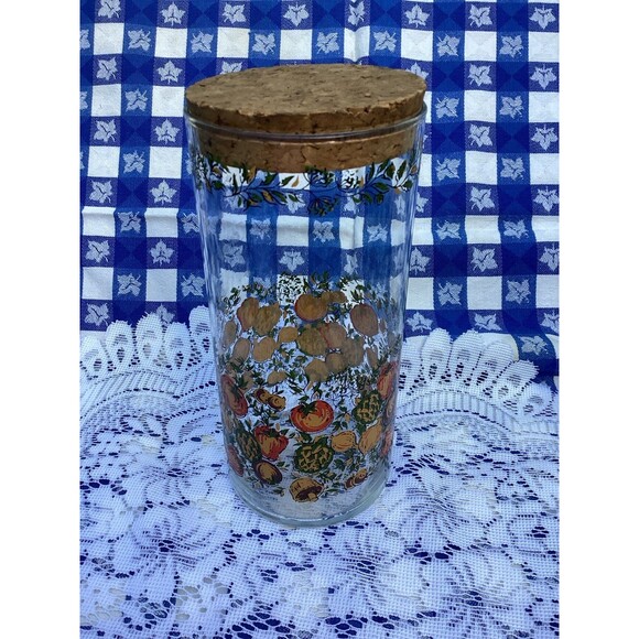 Vintage SPICE OF LIFE Glass Canister Jar with Cork Lid 7.25” Tall - Picture 1 of 7